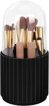 JessLab Makeup Brush Holder Organizer with Lid, 360 Degree Rotatable Spinning Cosmetics Storage Box for Bathroom