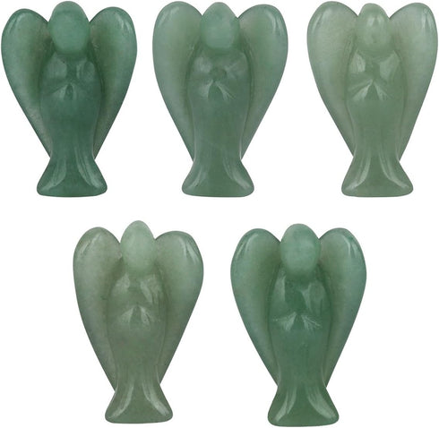 mookaitedecor Set of 5 Assorted Crystal Angel Figurines, 1.5 inch Mini Guardian Angel Statue for Home Decoration