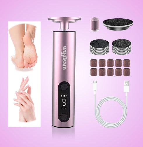 WYGLEAM 2 1 3 Electric Callus Remover for Feet & Nail File Drill Kit - in Rechargeable Pedicure Tools for Flawless Feet