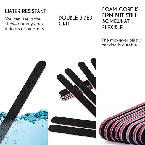 Karlash Professional Double Sided Emery Board 7" Black Nail File, 10pcs 100/100