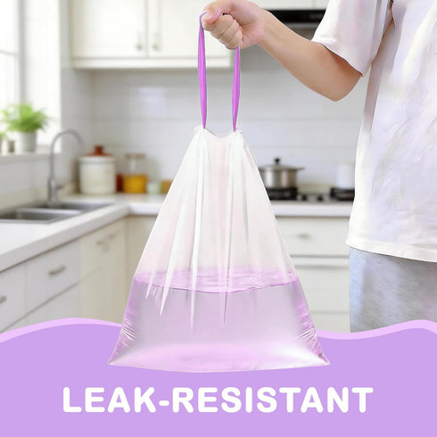 HHXI 100Ct 4 Gallon Small Trash Bags, Lavender Garbage Bags, Scented Trash Bags, Odor Resistant with Drawstring