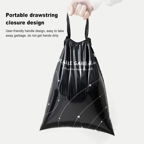 Disposable Trash Bags for Cars, 100 Pcs Vomit Bags, Portable Drawstring, Self Adhesive Cleaning Bags
