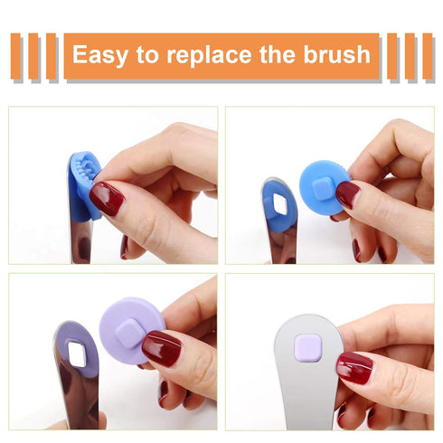 MOOSEC Tongue Scraper for Adults & Kids - Durable 2 in 1 Silicone Brush and Stainless Steel Scrapers