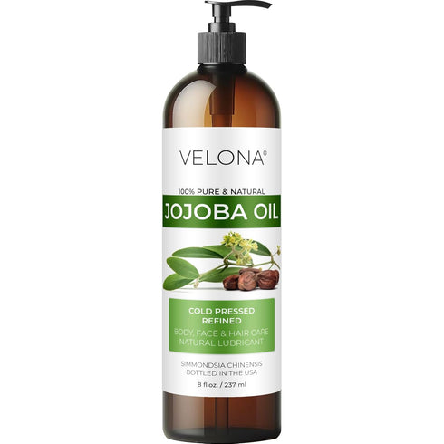 Velona Jojoba Oil, 8 fl oz | 100% Pure & Natural Carrier Oil | Clear, Refined, Cold Pressed for Skin Care