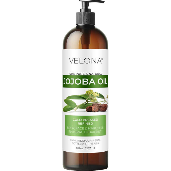 Velona Jojoba Oil, 8 fl oz | 100% Pure & Natural Carrier Oil | Clear, Refined, Cold Pressed for Skin Care