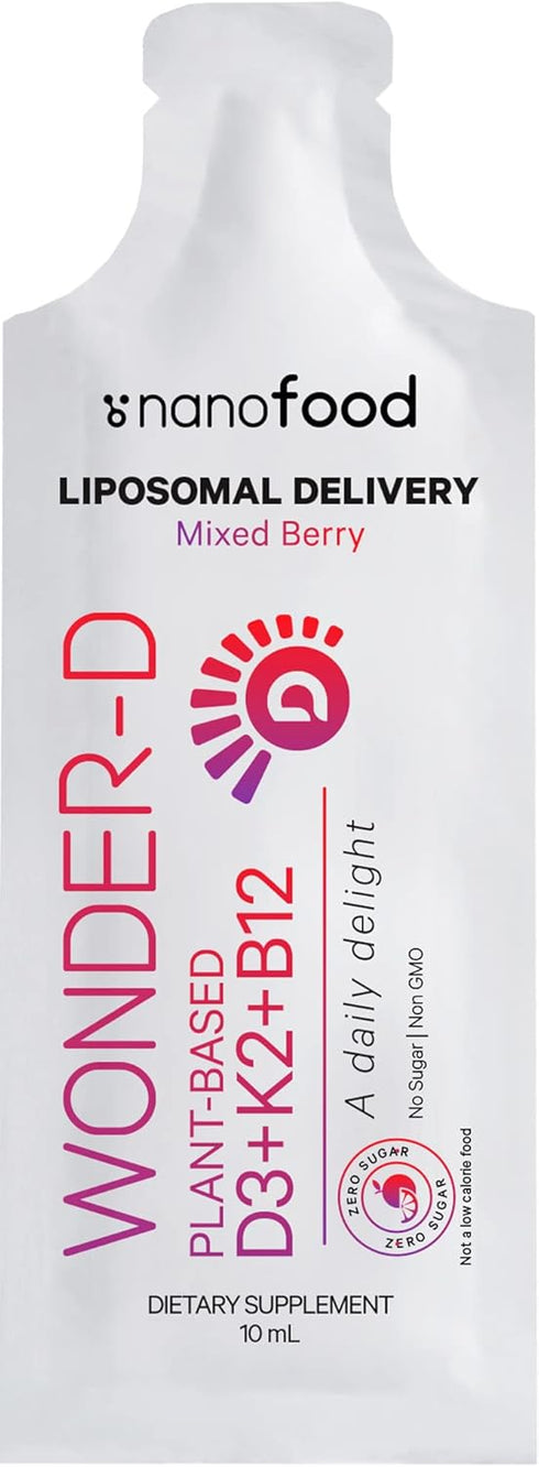 Codeage Liposomal Vitamin D3 Liquid Supplement - Vegan Multivitamin Sachets, Berry Flavor, 30 Pouches