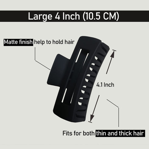 Rectangle Hair Claw Clips Large 4 Inch Matte Square Clear No Slip Big Jaw Clip, Multi-Colored for Thick Hair Women, 6