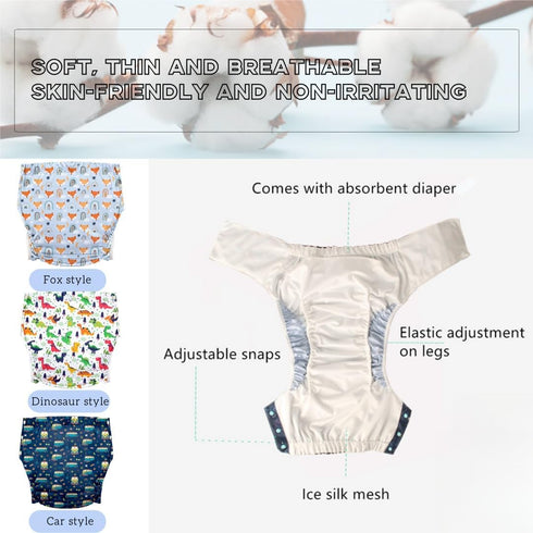 People2PCS Unisex Adult Incontinence Pants,Reusable Diapers for Adults,Adult Cloth Diaper Cover,Incontinence Underwear