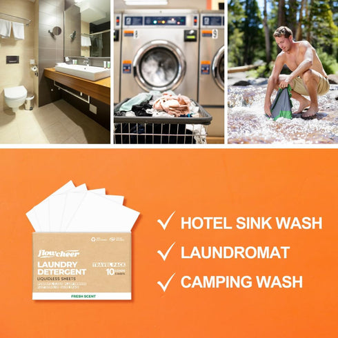 Laundry Detergent Sheets Travel Pack - 5 Sheets, 10 Loads Lavender Scented, No Plastic Jug, All Washing Machines