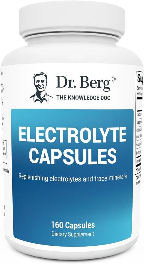 Dr. Berg Electrolyte Capsules - Sugar Free Electrolyte Supplements for Energy, Endurance, and Hydration - 160 Caps