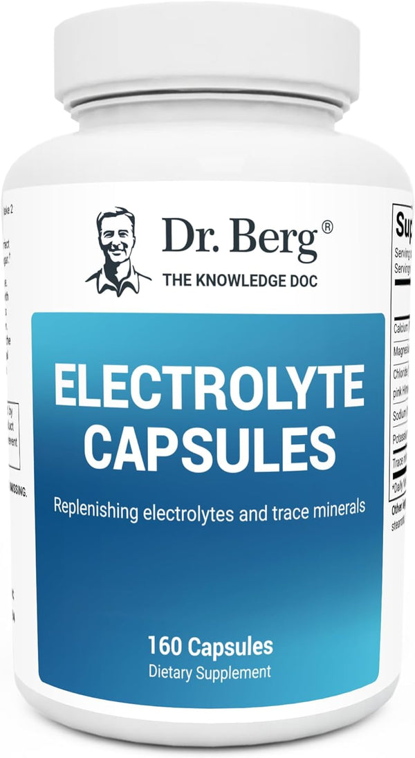 Dr. Berg Electrolyte Capsules - Sugar Free Electrolyte Supplements for Energy, Endurance, and Hydration - 160 Caps