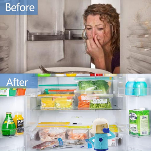 Abnaok 2PCS Angry Mom Microwave Cleaner and Chilly Mama Fridge Deodoriser, Clean in Minutes with English Manual