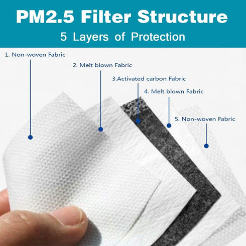 50 PCS PM 2.5 Filters, Activated Carbon Replaceable Filters (50 pcs)
