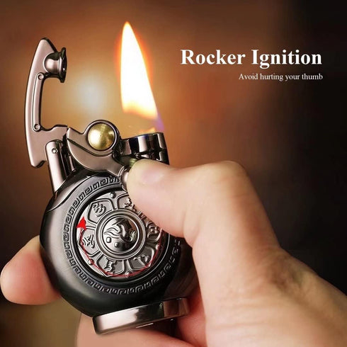 Vintage Antique Lighter - Reusable Windproof Trench Lighter, Unique Birthday Gifts for Men, Dad, Husband (A-Black)
