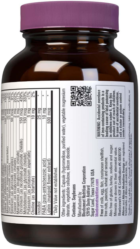 Bluebonnet Nutrition Multi One (with Iron), 30 Vegetable Capsules, Complete Full Spectrum Multiple Vitamin Supplement,