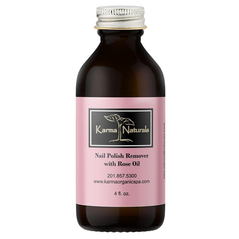 Karma Organic Nail Polish Remover with Rose Oil, Non-Toxic, Vegan, Acetone Free, 4 fl. Oz