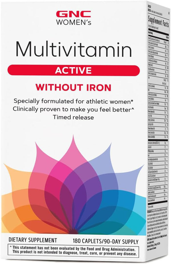 GNC Women's Multivitamin Active Without Iron, 180 Caplets for Bone & Joint Health