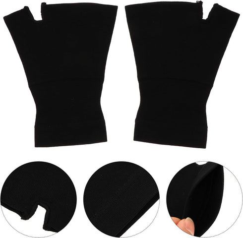 Copper Compression Gloves - 1 Pair Hand Support Mittens for Women Men Carpal Tunnel, Wrist and Thumb Support, Black XL