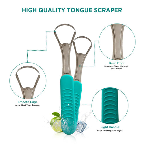 Big Mouth Tongue Scraper, Ultimate Oral Hygiene Tool for Fresh Breath and Improved Taste, Silver