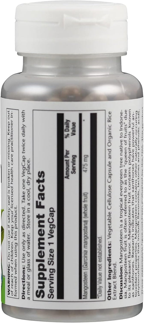 SOLARAY Mangosteen Fruit 475mg | Whole Herb | Antioxidant & Immune Support Supplement w/Phytonutrients, Polyphenols, Flavonoids, & More | 100ct