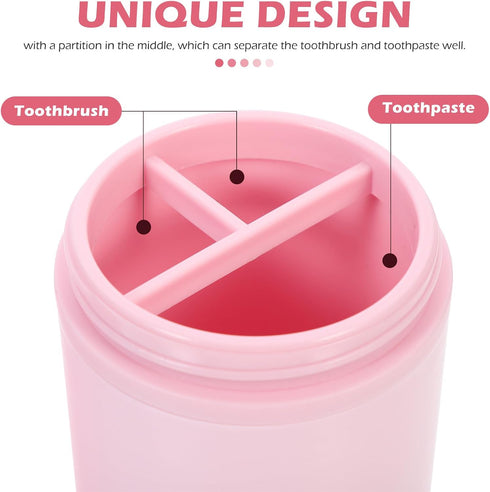 Ipetboom 2pcs Set Toothbrush Travel Case with Mouthwash Cup Portable Toothbrush Organizer and Holder for Outdoor
