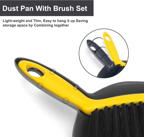 Small Dustpan and Broom Set, Mini Handheld Dust Pan with Cleaning Brush Combo for Home, Desktop, Pet Care