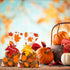 YUJUN 120 60 Supplies(4 PCS Fall Cellophane Treat Bags,Maple Leaves Gift Goodie Candy Autumn Clear Cello Bags