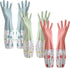 3pcs Dishwashing Cleaning Gloves, Waterproof Reusable Kitchen Long Gloves for Laundry, Cleaning, Working, Gardening