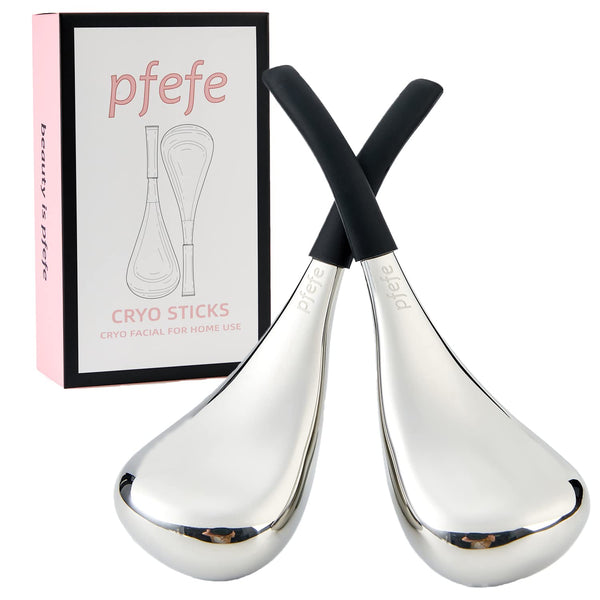Ice Globes Facial Skin Care Tools for Women - Stainless Steel Cryo Sticks for Cooling Spa Treatment with Storage Case