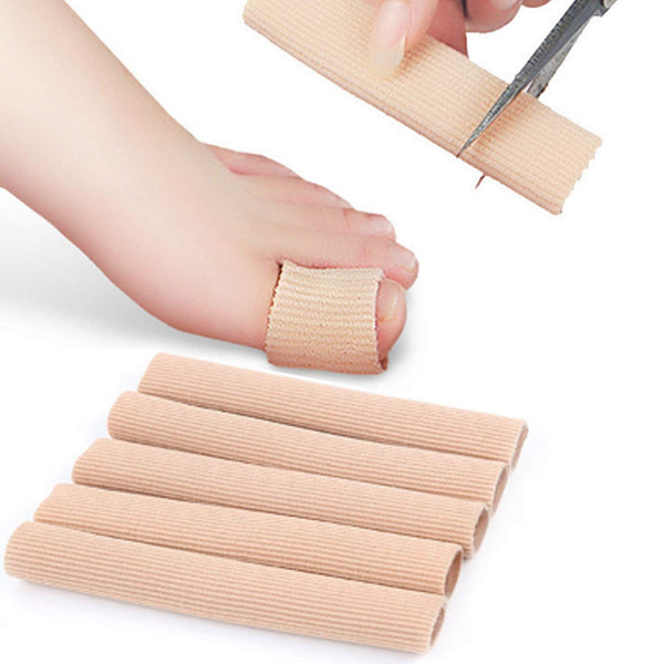 5 Pieces Toe Cushion Fabric Toe Tubes, Finger Sleeves Protector with Fabric and Gel Cushion for Corns, Blisters,