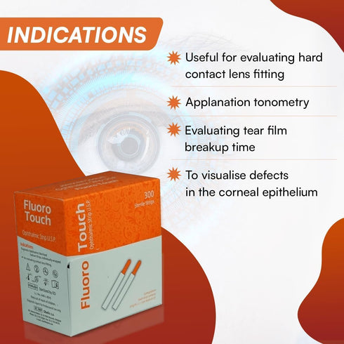 KASHSURG Pack 300 Diagnostic Ophthalmic Fluoro Touch Strips of Strips