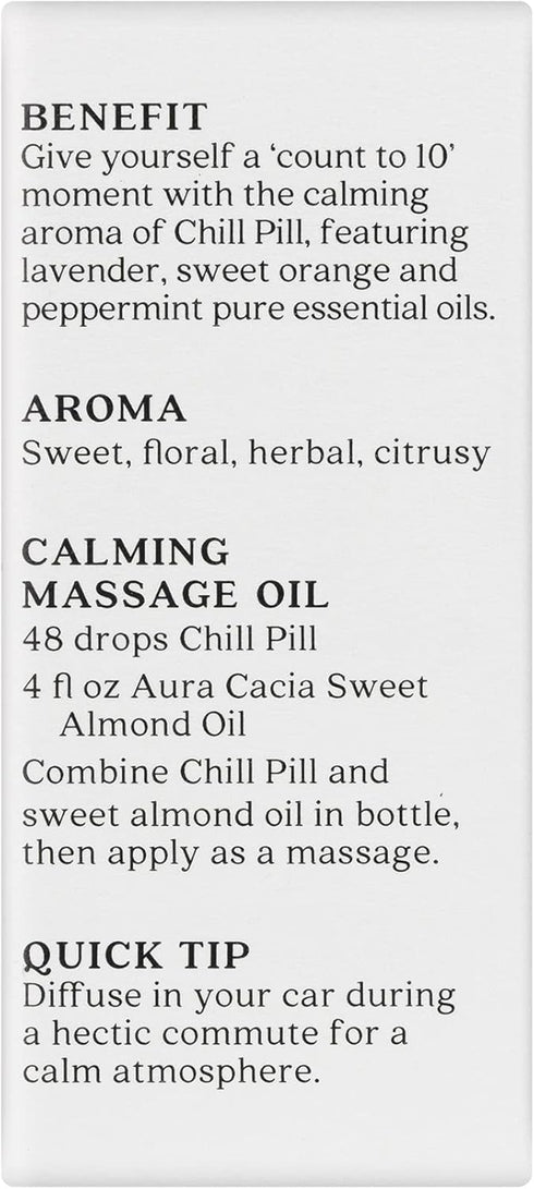 Aura Cacia Chill Pill Essential Oil - 0.5 Ounce with Lavender, Peppermint, Sweet Orange, and More