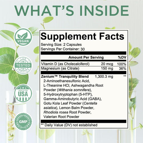 Calm The Mind & Body | Natural Relief Supplement | Ashwagandha, L-Theanine, GABA, Rhodiola | 60 Capsules