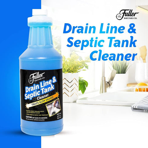 Fuller Brush Drain Line & Septic Tank Cleaner - Superior Formula Treats Slow Moving Lines Due to Soap Grease and Food Build Up in Drains Garbage Disposals and Other Plumbing (1 Pack)