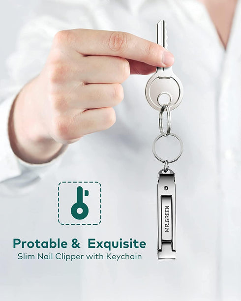MR.GREEN Portable Nail Clippers, Medical Grade Stainless Steel Foldable Nail Cutter, Ultra Slim Travel Design