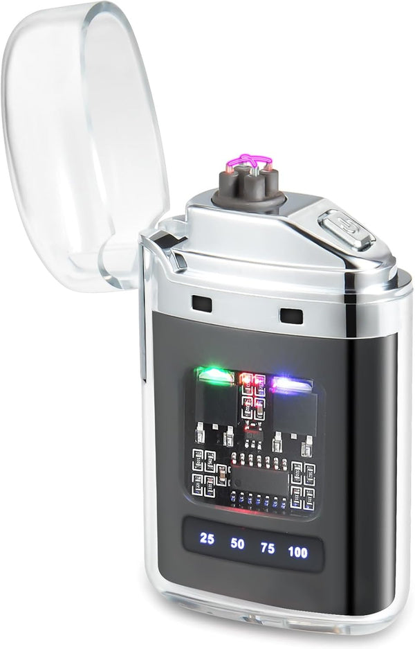 Electric Lighter, Waterproof Outdoor Lighter, Plasma Dual Arc Lighter, Rechargeable for Camping, Hiking, Survival Gear