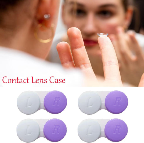 Smanzu 4 Pack Contact lens case Bulk Contact Lens Soak Storage Box Holder Container(Purple)
