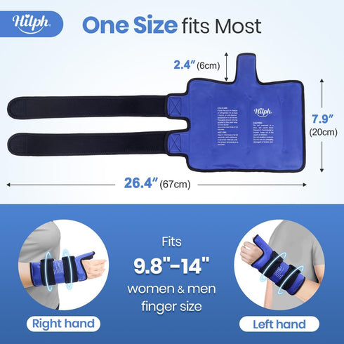 Hilph Large Thumb Wrist Ice Pack - Reusable Gel Ice Wrap for Carpal Tunnel & Tenosynovitis Pain Relief