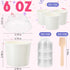 Ninehaoou 100 Pack Summer (6 oz) Ice Cream Cups with Dome Lids No Hole and Spoons Bulk Disposable Paper Dessert Bowls