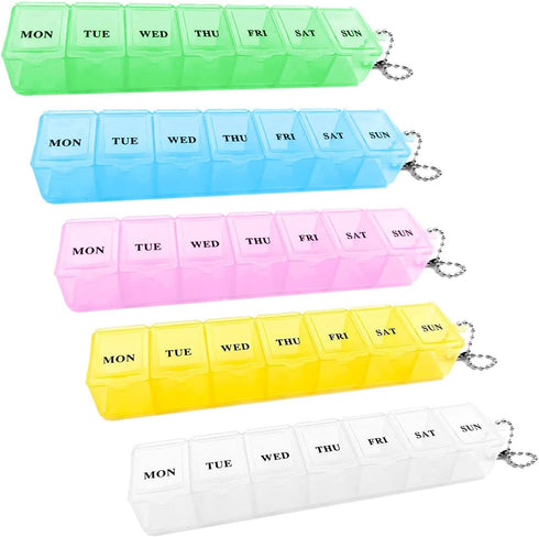 Wopanxye 5 Pcs 7 Days Travel Pill Dispenser, Weekly 7 Compartment Pill Box,