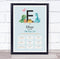 The Card Zoo New Baby Birth Details Christening Nursery Dinosaur Initial E Gift Print