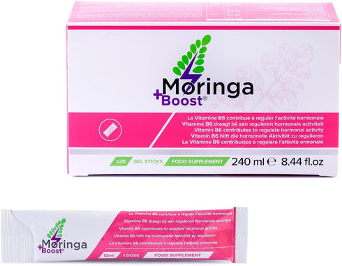 MORINGA+BOOST 20 Menopause Gel Sticks Hormone-Free Natural Supplement for Women Helps Hot Flashes, Fatigue & Hormonal