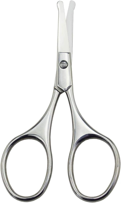 Nose Hair Trimmer Scissors - 3.4" Round Tip Scissors for Ear Eyebrow Beard Mustache Trimming - Multi-Purpose Beauty Tool