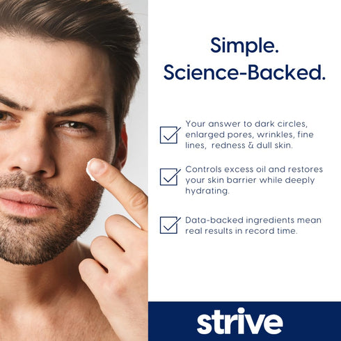 Strive Mens Face Moisturizer - Fragrance-Free Lotion for All Skin Types, Anti-Aging with 4% Niacinamide (50g)