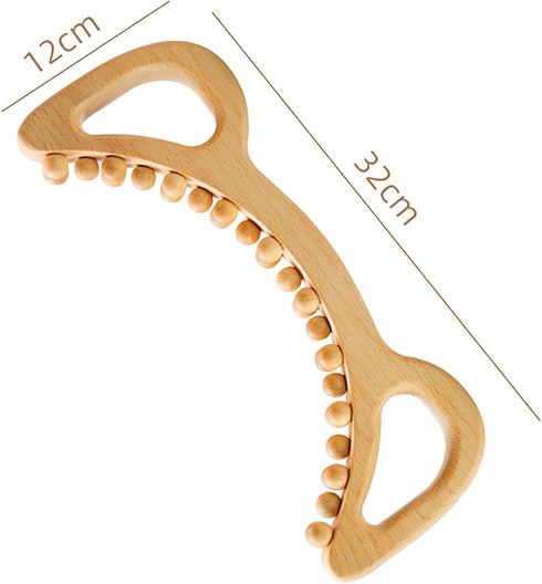 pistro 29 Wooden Massage Tool Body Massager, Handheld Professional Manual Beads Guasha Stick for Abdomen, Shoulder