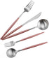 Gugrida Luxury Flatware, 5 Piece Matte Pink Handle 18/10 Stainless Steel Tableware Set for 1