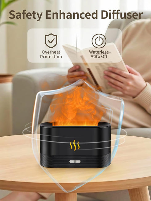 PrawPawtic 180ml 7-Color Flame Essential Oil Diffuser, Aromatherapy Diffuser with LED Lights, Auto Shut-Off, Ultrasonic