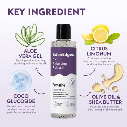 Her Refresh pH Balance Feminine Wash, Daily Intimate Cleansing & Skin Nourishment, Odor Control & Hydrating Formula