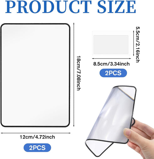 LIQWEI 4Pcs 3X 5X Page Magnifying Sheet Clear Lightweight Magnifier Flat Plastic Optical Fresnel Lens Handy Card Size