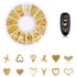 WOKOTO 6 Boxes Nail Art Studs Set, Gold Silver Hollow Star Moon Flower Rivet Kit with Tweezers and Picker Pencil